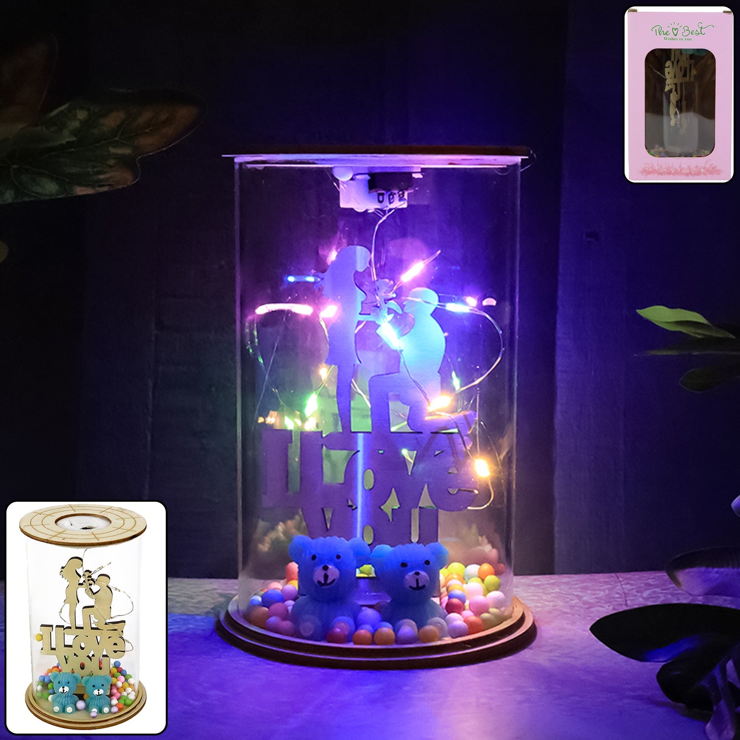 Romantic Couple Figurine with LED Light Showpiece  Romantic Couple Figurine with LED Light Showpiece